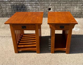 Lot Of 2 - Leick Home Mission End Tables, Solid Wood