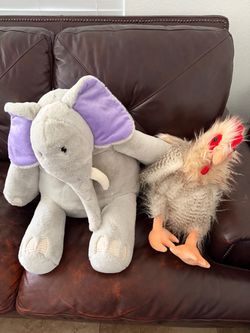 Stuffed Elephant and Plush Chicken $10 each OBO