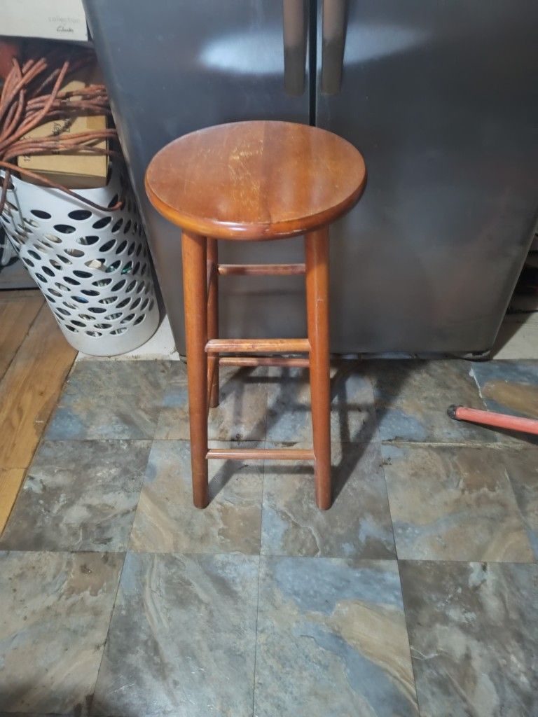 Solid Wooden Bar Stool Tall One