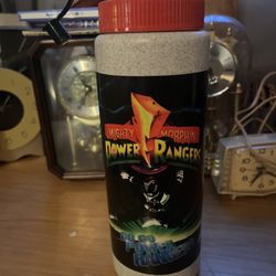 Power Rangers Idea Force Plastic Water Bottle Straw Cup Vintage 1994 Saban
