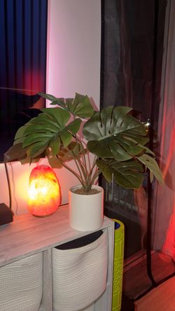 Artificial Monstera Plant in White Pot