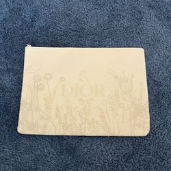 DIOR Beauty Beige Floral Embossed Makeup Bag Pouch