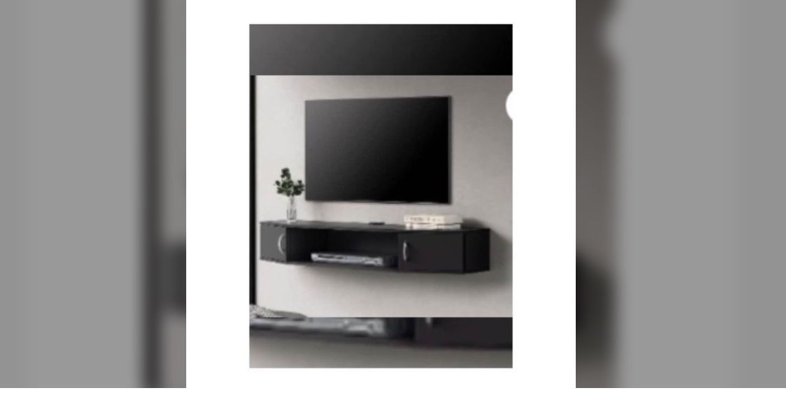 FITUEYES Floating TV Stand Wall Mounted TV Shelf with Door Wood