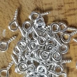 16 x 4 mm Screw Eye Pins Peg Bail, 10Pcs  Cup Eyelet Screw Eye Pins, Silver