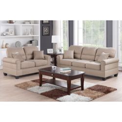Beige Sofa And Love Seat Set 