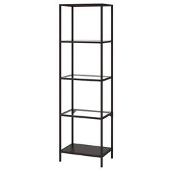 Ikea VITTSJÖ Shelf unit (Bookcase), black-brown/glass,  (1) 20 1/8x68 7/8 "
