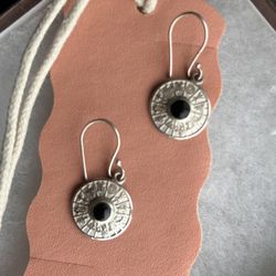 Pure Silver Earrings With Onyx 