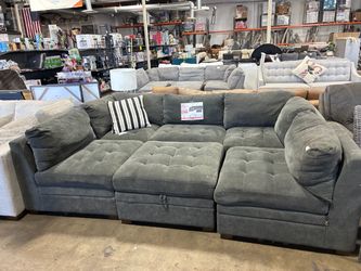 Costco Thomasville 6pc Modular sectional sofa in dark grey