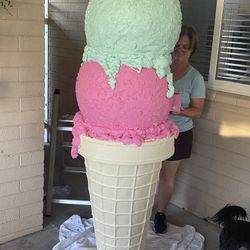 Large Paper Machete Ice Cream Come 