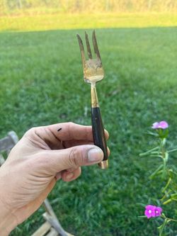 Vintage Brass Fork with Dark Handle