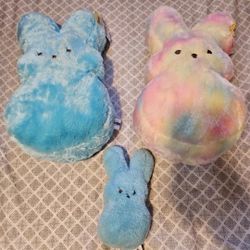 Easter PEEPS 17" Pastel Blue And Colorful Plushies new with tag bundle