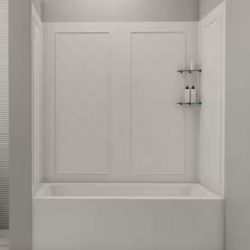 32 in. D x 56 to 60 in. W x 60 in. H 4-Piece  Tub Surround