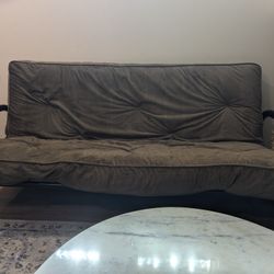 Futon - Metal Black Frame And Brown Soft/ Velvet Like Cover