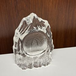Elegant clear glass trophy with basketball design. Perfect for sports enthusiasts.  a molten glass basketball iceberg trophy , paperweight, ash tray o