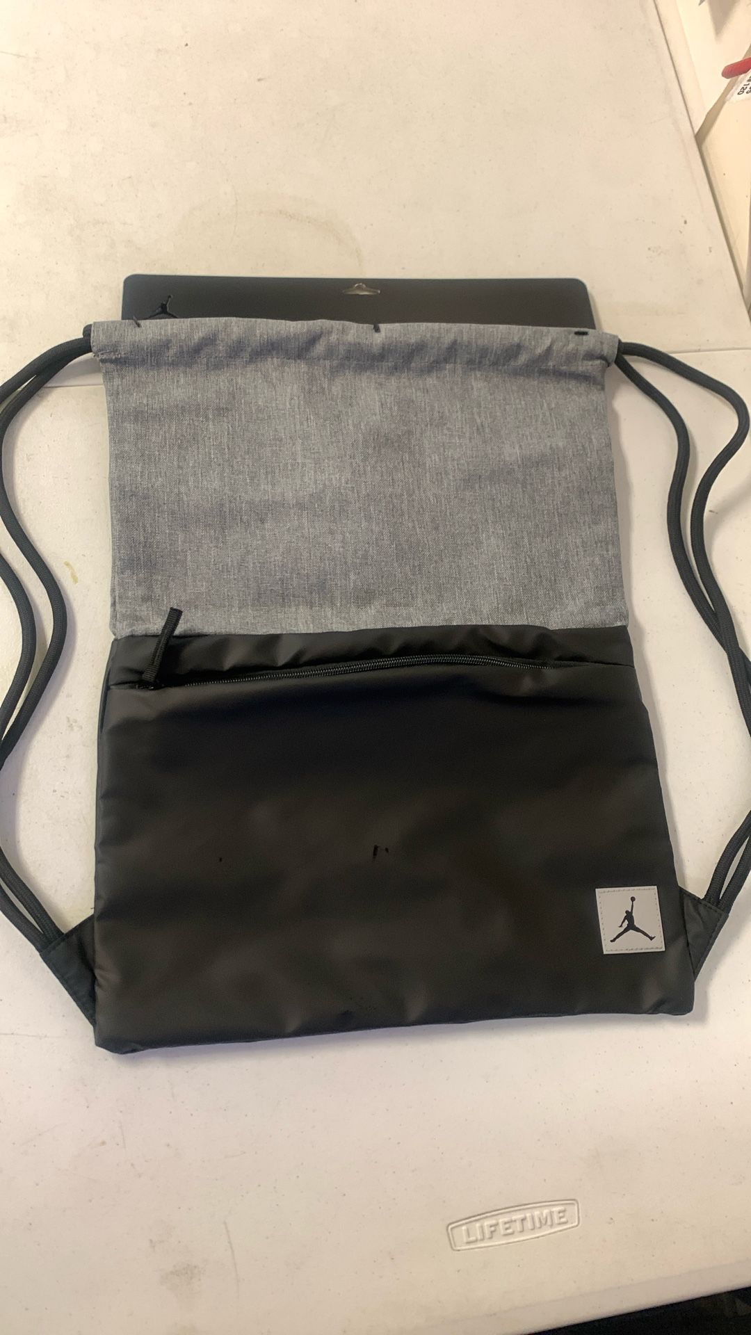 Nike Jordan Boy’s Pivot Drawstring Sack Bag Backpack. Black/Grey. Gt