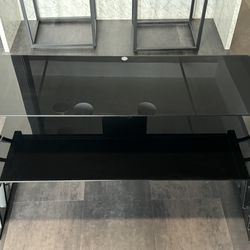 Tempered Glass TV Stand - Black