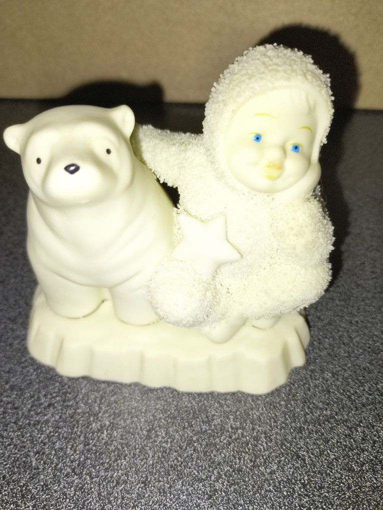 Vintage Baby Polar Bear With Snowbabie