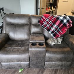 Ashley Leather Reclining Love Couch