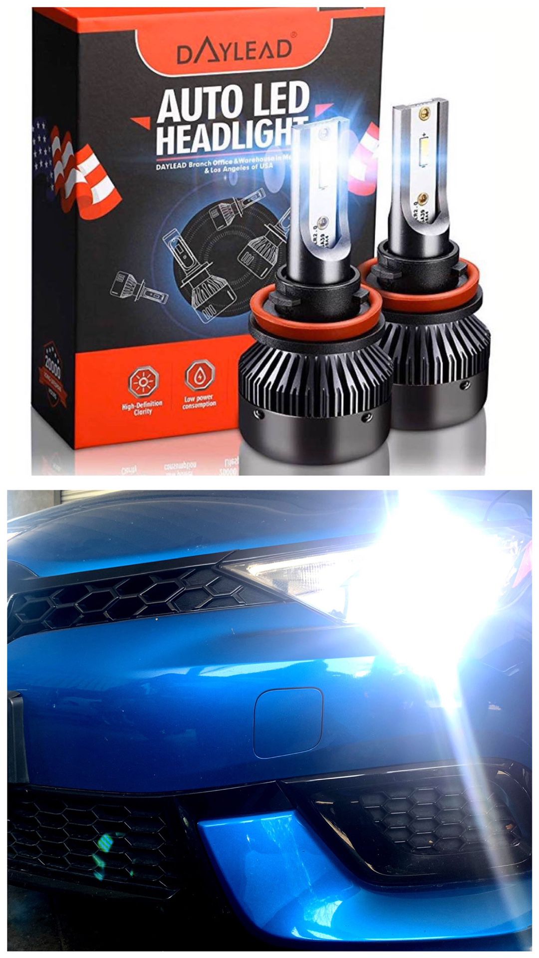 SUNDAY OPEN Brightest LED headlights or fog lights for ANY car $25 & FREE license plate led