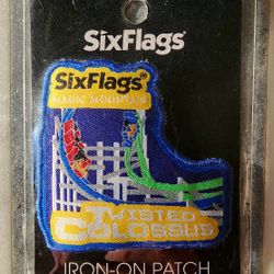 Six Flags Magic Mountain Twisted Colossus Iron-On Patch Roller Coaster