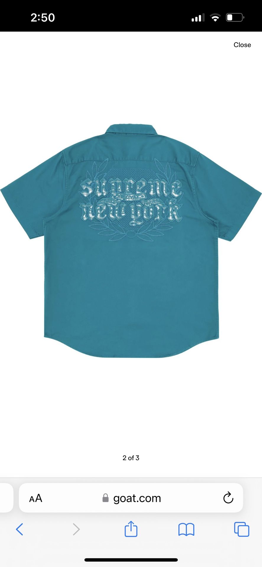 Supreme Croc Patch Short-Sleeve Work Shirt 'Teal' 2023