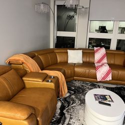 Wade Logan Ayshea Power Reclining L-Shaped Leather Sectional Sofa