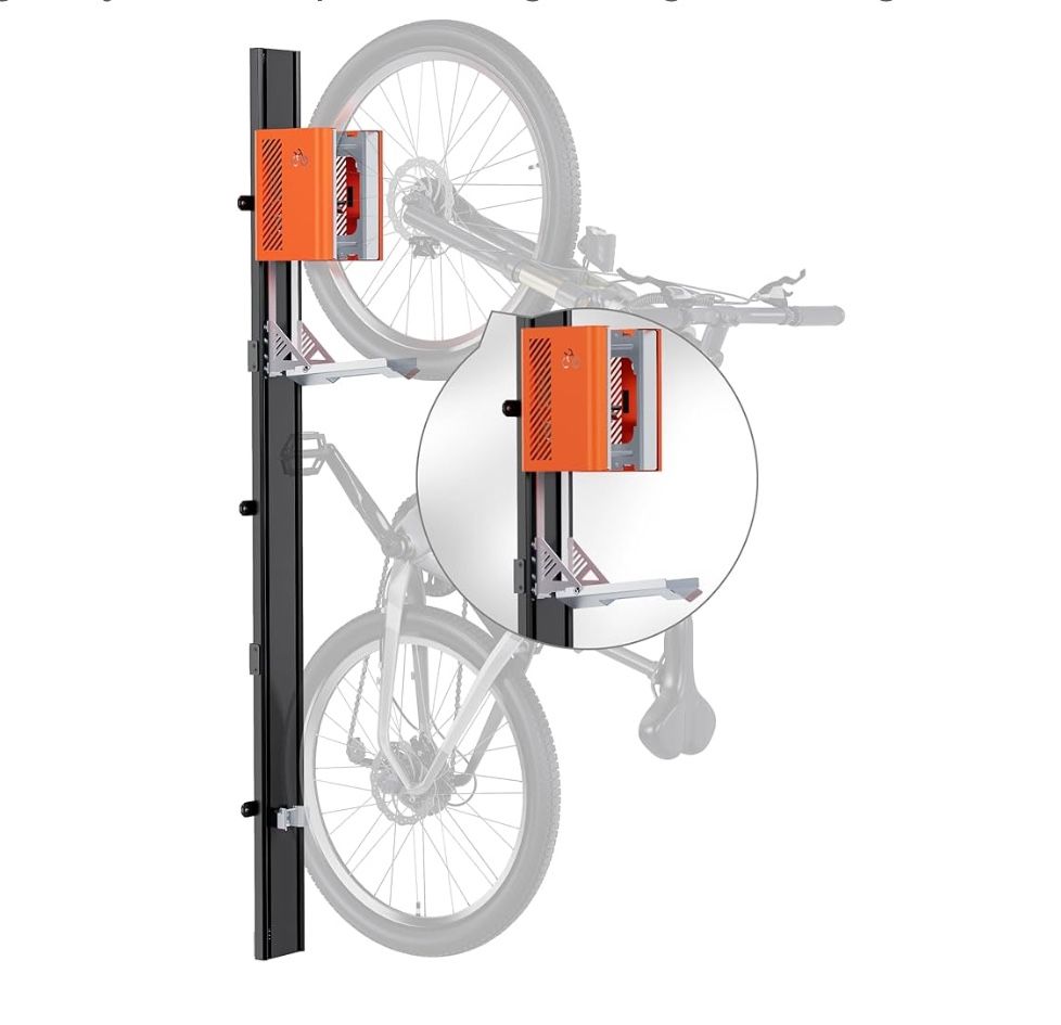 Automatic Lift Electric Bike Rack – Fits 24-29" Tires, Heavy-Duty Vertical Wall Rack for Bicycles (Up to 71 lbs) - Effortless Lifting, Easy Install -