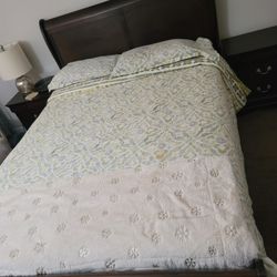 Queen Size Bed Frame, Dresser And 2 Nightstands