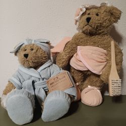 Vintage Tender Heart 14" "Bath Time" Plush / Pair