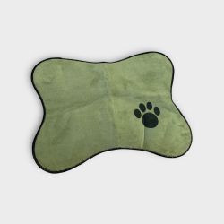Set of 2 Bone-Shaped Pet Feeding Mats – Beige & Green | 14” x 11” Non-Slip Surface
