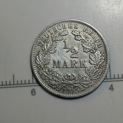 Silver 1915 A German Empire 1/2 mark 