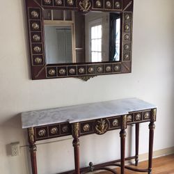 Antique Wood With Porcelain Golden Accents