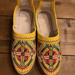 Moroccan Yellow Leather Embroidered Shoes