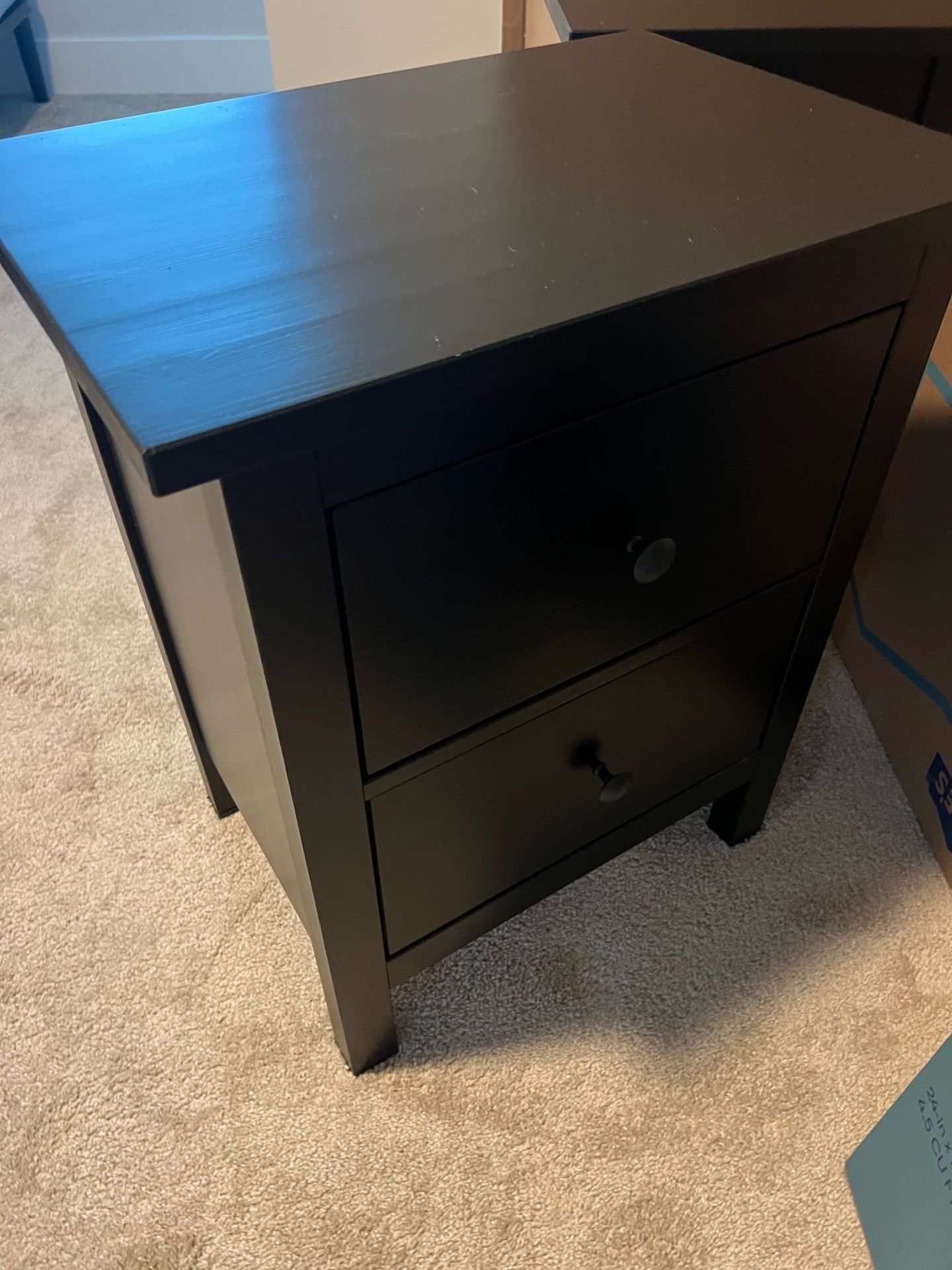 Pair of Black 2-Drawer Nightstands