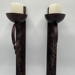 Two Wall Sconces Candle Holders