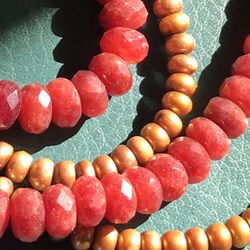  272 Carat Faceted Garnet Unheated Untreated With Copper Beads And Gold Bead Gold Over 925 Sterling Silver Clasp Estate Vintage Jewelry Valentines