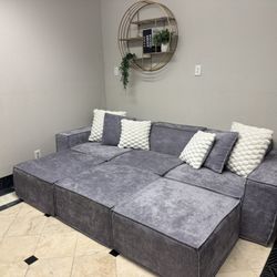 Free Delivery* Like New Lavender Modular Sectional Sofa! #SofaKingLV Couch Couches Grey Gray Sectional Recliners 