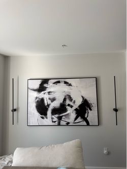 XL Abstract Painting + Wall Lights