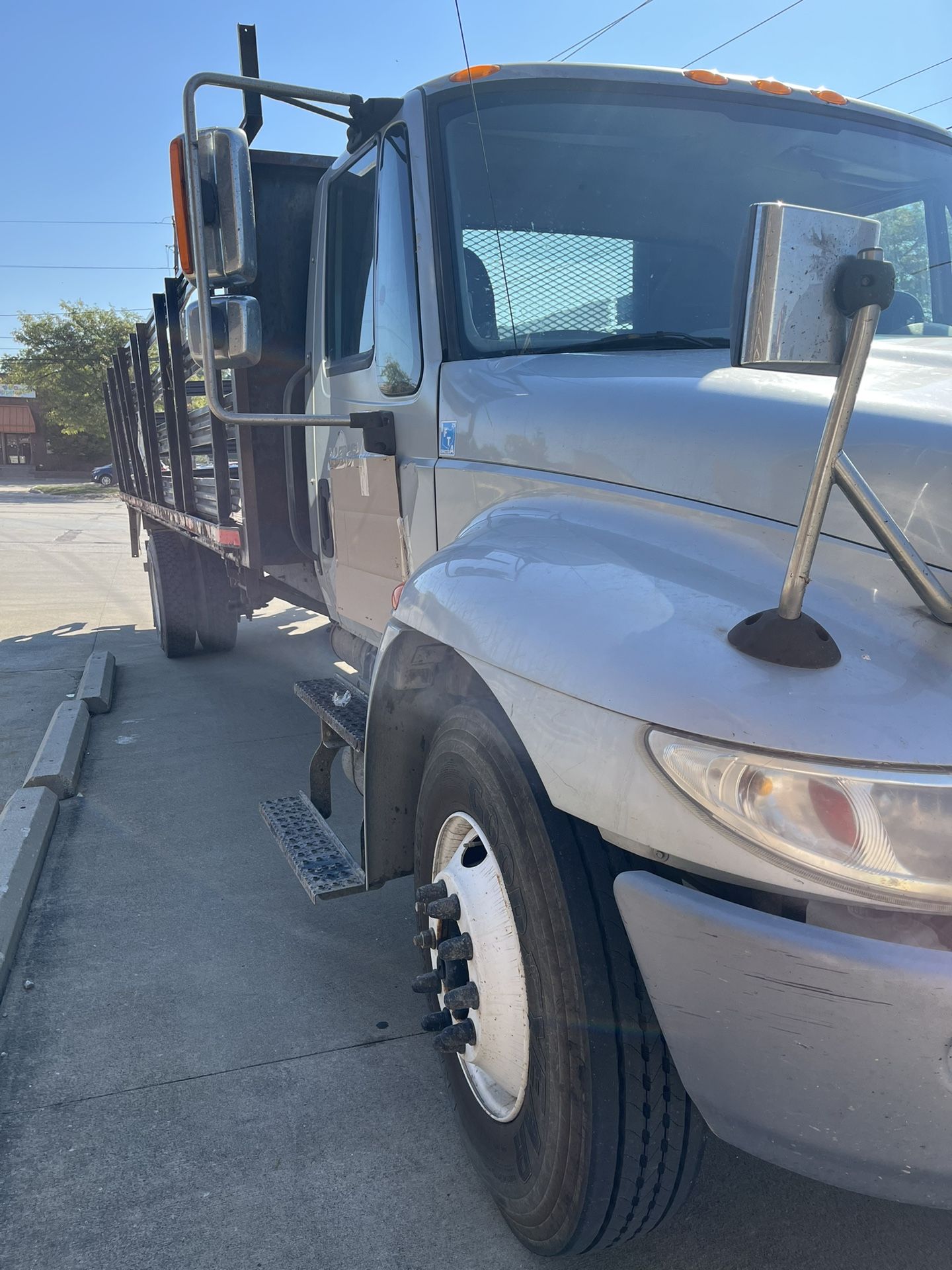 2016 International 4300 SBA 4X2 Flatbed Dump Truck With Tailgate Operations