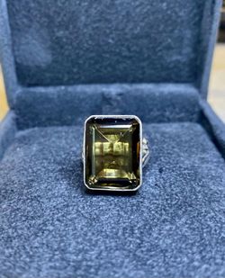 925 Sterling Silver Natural Smoky Quartz Ring, Bohemian Statement Ring