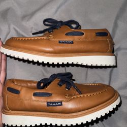 Tahari Kids Brown Leather Boat Shoes 13C