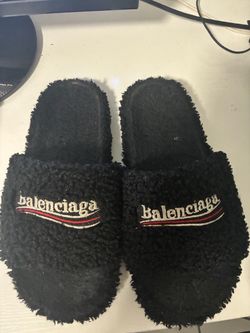 Balenciaga Black Furry Slides