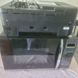Dining Room Table + Emerson Microwave & Canon Printer 