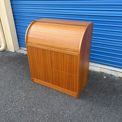 Teak Roll Top Secretary Desk