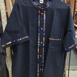 Men XL Mexican Fiesta Shirt Navy Blue