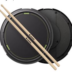 Drum Practice Pad 12 Inches, Donner Quiet Drum Pad  - Black