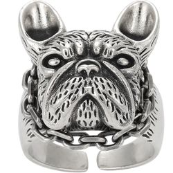 Bulldog ring silver fasion ring