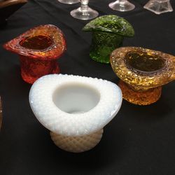Vintage Collectables-Four Glass Top Hats