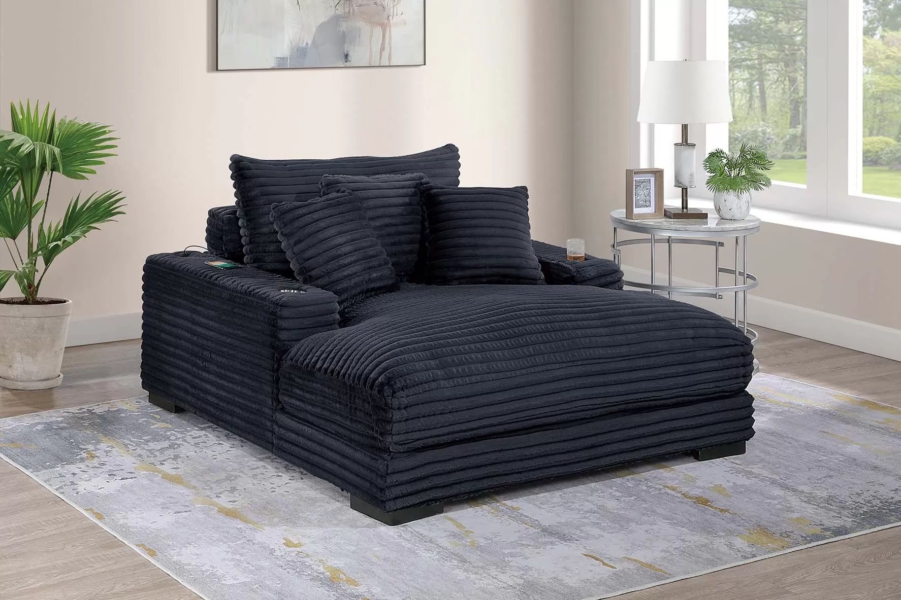 Black Corduroy Chaise Lounge 🔥SALE🔥