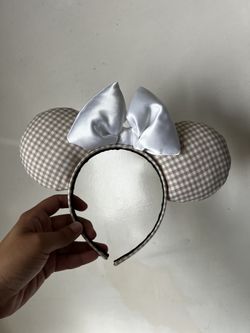 Gingham ears with silk bow